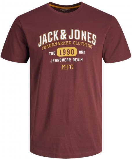 Jack & Jones JJSTAMP TEE Red - Μακό μπλουζάκια - Aνδρικά μπλουζεσ μεγάλα μεγέθη
