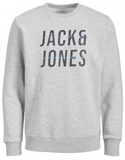 Jack & Jones JJXILO Sweat Light Grey - φούτερ/Φούτερ με κουκούλα - φούτερ/Φούτερ με κουκούλα ανδρικά μεγάλα μεγέθη 