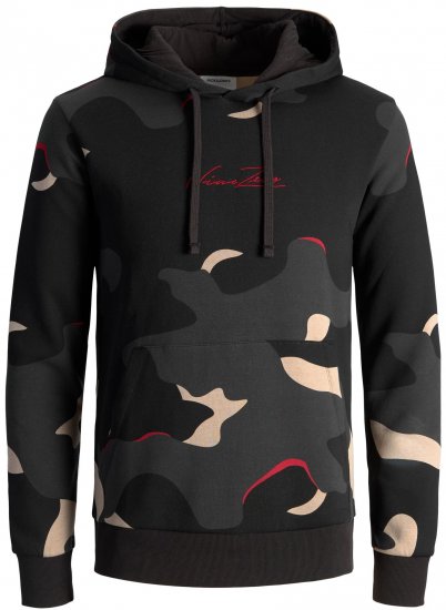 Jack & Jones JJCRAMP Hoodie Black - φούτερ/Φούτερ με κουκούλα - φούτερ/Φούτερ με κουκούλα ανδρικά μεγάλα μεγέθη 