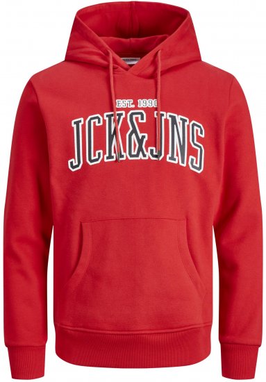 Jack & Jones JJCEMB Hoodie Red - φούτερ/Φούτερ με κουκούλα - φούτερ/Φούτερ με κουκούλα ανδρικά μεγάλα μεγέθη 