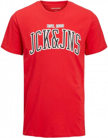 Jack & Jones JJCEMB TEE Red - Μακό μπλουζάκια - Aνδρικά μπλουζεσ μεγάλα μεγέθη