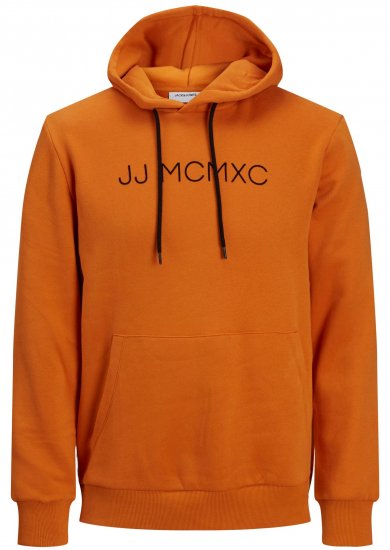 Jack & Jones JJHUGO FLOCK Hoodie Orange - φούτερ/Φούτερ με κουκούλα - φούτερ/Φούτερ με κουκούλα ανδρικά μεγάλα μεγέθη 