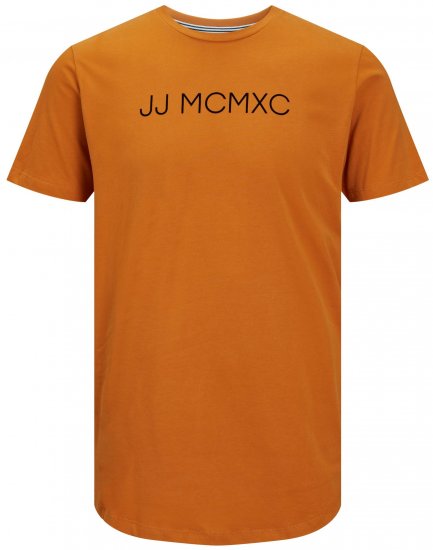 Jack & Jones JJHUGO FLOCK TEE Orange - Μακό μπλουζάκια - Aνδρικά μπλουζεσ μεγάλα μεγέθη