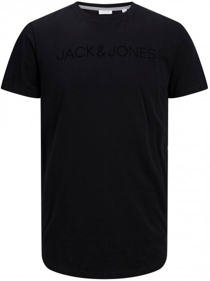 Jack & Jones JJHUGO FLOCK TEE Black - Μακό μπλουζάκια - Aνδρικά μπλουζεσ μεγάλα μεγέθη