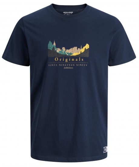 Jack & Jones JORWOODLANDGRAPHIC T-Shirt Navy - Μακό μπλουζάκια - Aνδρικά μπλουζεσ μεγάλα μεγέθη
