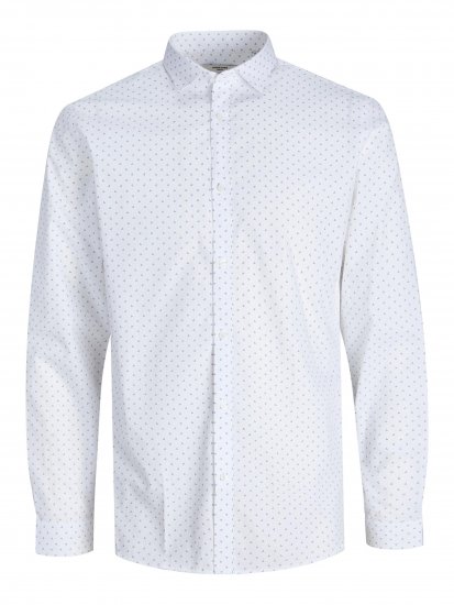 Jack & Jones JPRBLACARDIFF Print Shirt LS White - Πουκάμισα - Aνδρικά πουκαμισα μεγαλα μεγάλα μεγέθη