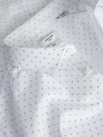 Jack & Jones JPRBLACARDIFF Print Shirt LS White - Πουκάμισα - Aνδρικά πουκαμισα μεγαλα μεγάλα μεγέθη