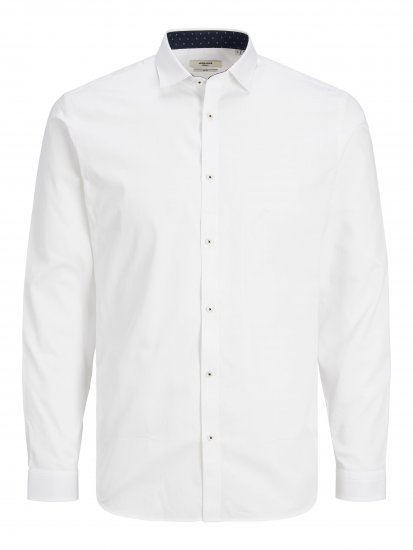 Jack & Jones JPRBLACARDIFF CONTRAST Shirt LS White - Πουκάμισα - Aνδρικά πουκαμισα μεγαλα μεγάλα μεγέθη