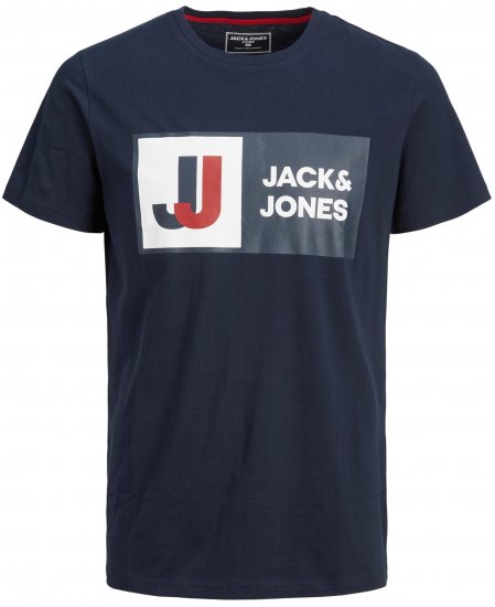 Jack & Jones JCOLOGAN TEE Navy - Μακό μπλουζάκια - Aνδρικά μπλουζεσ μεγάλα μεγέθη