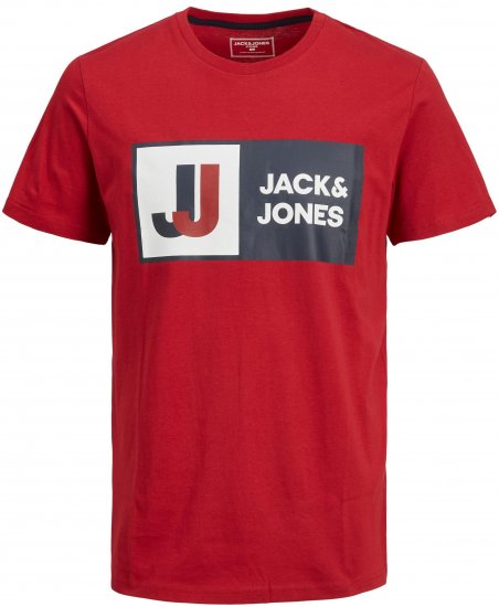Jack & Jones JCOLOGAN TEE Red - Μακό μπλουζάκια - Aνδρικά μπλουζεσ μεγάλα μεγέθη