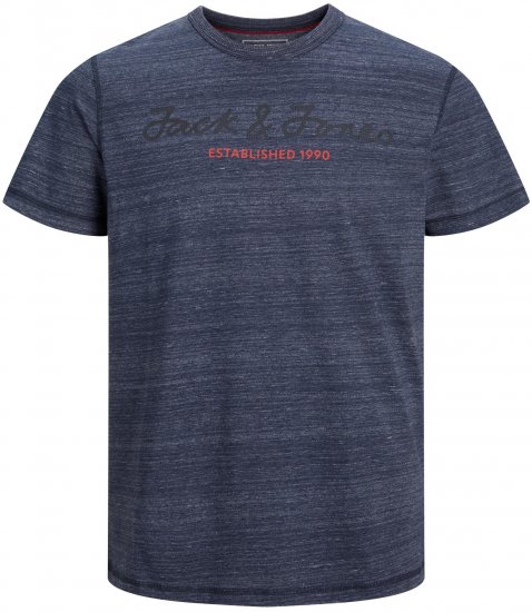 Jack & Jones JCOBERG UPSCALED TEE Navy - Μακό μπλουζάκια - Aνδρικά μπλουζεσ μεγάλα μεγέθη