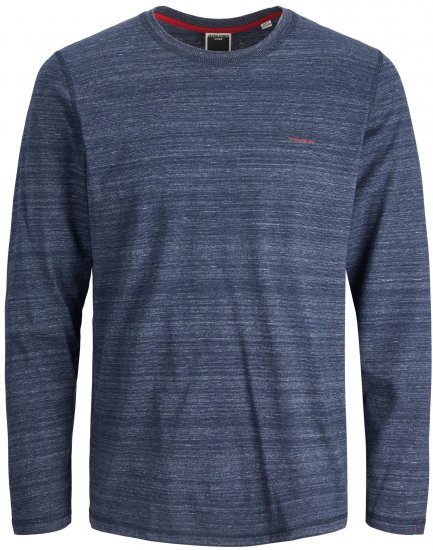 Jack & Jones JCOBERG Long sleeve T-shirt Navy - Μακό μπλουζάκια - Aνδρικά μπλουζεσ μεγάλα μεγέθη