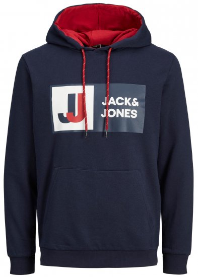 Jack & Jones JCOLOGAN Hoodie Navy - φούτερ/Φούτερ με κουκούλα - φούτερ/Φούτερ με κουκούλα ανδρικά μεγάλα μεγέθη 