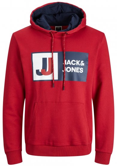 Jack & Jones JCOLOGAN Hoodie Red - φούτερ/Φούτερ με κουκούλα - φούτερ/Φούτερ με κουκούλα ανδρικά μεγάλα μεγέθη 