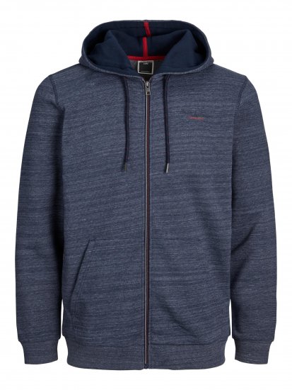 Jack & Jones JCOBERG SWEAT ZIP Hoodie Navy - φούτερ/Φούτερ με κουκούλα - φούτερ/Φούτερ με κουκούλα ανδρικά μεγάλα μεγέθη 