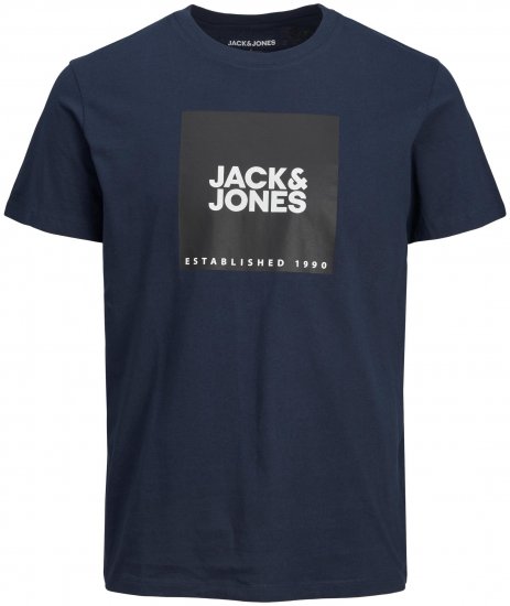 Jack & Jones JJLOCK TEE Navy - Μακό μπλουζάκια - Aνδρικά μπλουζεσ μεγάλα μεγέθη