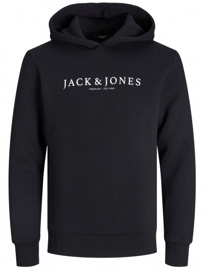 Jack & Jones JPRBLAAUGUST LOGO Hoodie Black - φούτερ/Φούτερ με κουκούλα - φούτερ/Φούτερ με κουκούλα ανδρικά μεγάλα μεγέθη 