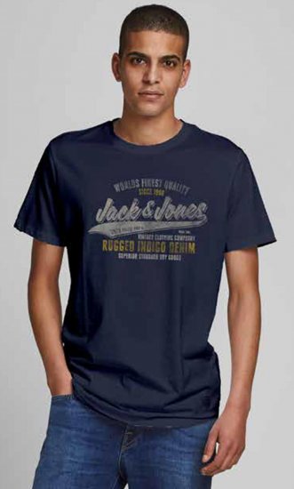 Jack & Jones JPRBLUBOOSTER TEE Navy - Μακό μπλουζάκια - Aνδρικά μπλουζεσ μεγάλα μεγέθη