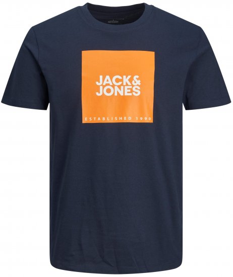 Jack & Jones JJLOCK TEE Dark Blue - Μακό μπλουζάκια - Aνδρικά μπλουζεσ μεγάλα μεγέθη