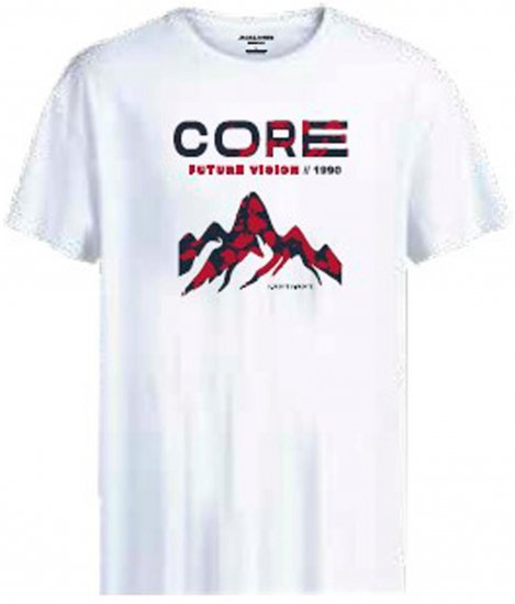 Jack & Jones JCOBOOSTER T-Shirt White - Μακό μπλουζάκια - Aνδρικά μπλουζεσ μεγάλα μεγέθη