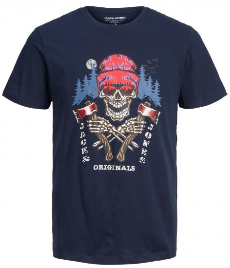 Jack & Jones JORCAPTAIN TEE Navy - Μακό μπλουζάκια - Aνδρικά μπλουζεσ μεγάλα μεγέθη
