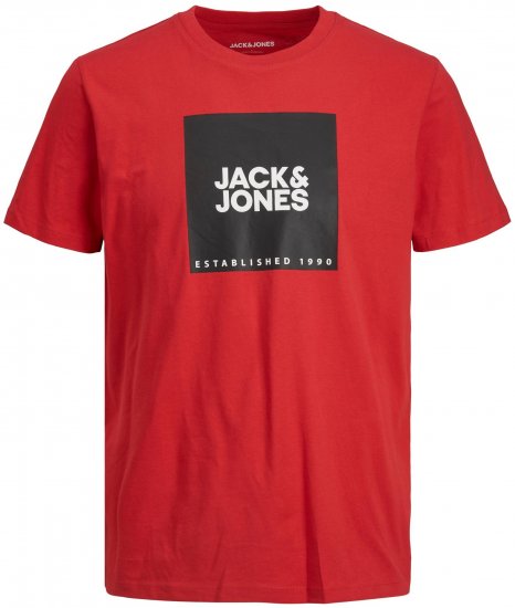 Jack & Jones JJLOCK TEE Red - Μακό μπλουζάκια - Aνδρικά μπλουζεσ μεγάλα μεγέθη