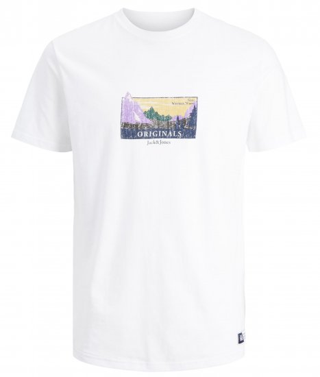 Jack & Jones JORWOODLANDGRAPHIC T-Shirt White - Μακό μπλουζάκια - Aνδρικά μπλουζεσ μεγάλα μεγέθη