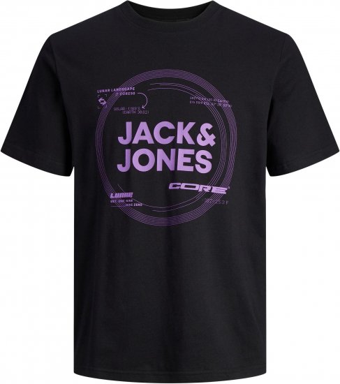 Jack & Jones JCOPILOU TEE SS CREW NECK Black - Μακό μπλουζάκια - Aνδρικά μπλουζεσ μεγάλα μεγέθη