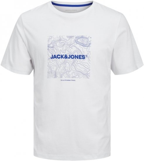 Jack & Jones LINER T-Shirt White - Μακό μπλουζάκια - Aνδρικά μπλουζεσ μεγάλα μεγέθη