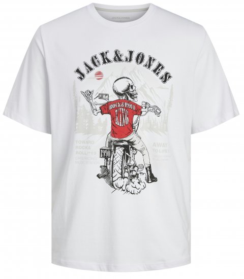 Jack & Jones JJSKULL ROCK T-Shirt White - Μακό μπλουζάκια - Aνδρικά μπλουζεσ μεγάλα μεγέθη