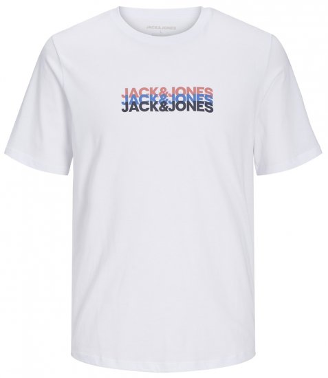 Jack & Jones JJCYBER T-Shirt White - Μακό μπλουζάκια - Aνδρικά μπλουζεσ μεγάλα μεγέθη