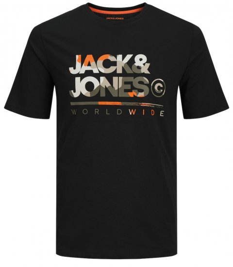 Jack & Jones JJLUKE T-Shirt Black - Μακό μπλουζάκια - Aνδρικά μπλουζεσ μεγάλα μεγέθη