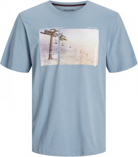 Jack & Jones MAINE T-Shirt Light Blue - Μακό μπλουζάκια - Aνδρικά μπλουζεσ μεγάλα μεγέθη