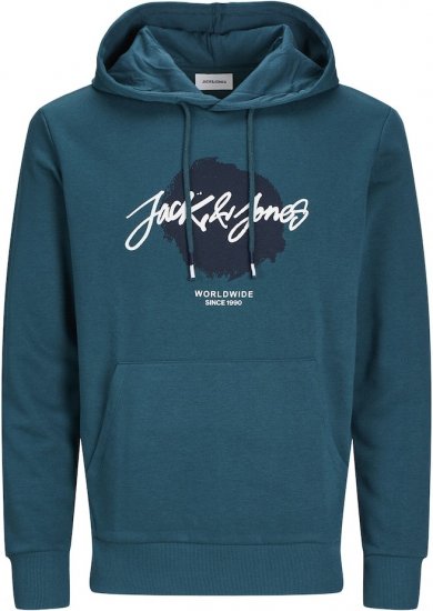 Jack & Jones Tiley Hoodie Deep Teal - φούτερ/Φούτερ με κουκούλα - φούτερ/Φούτερ με κουκούλα ανδρικά μεγάλα μεγέθη 