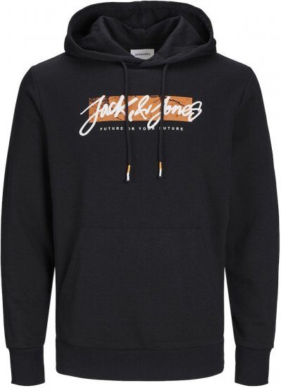 Jack & Jones Tiley Hoodie Black - φούτερ/Φούτερ με κουκούλα - φούτερ/Φούτερ με κουκούλα ανδρικά μεγάλα μεγέθη 