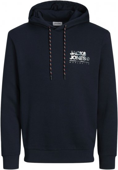 Jack & Jones JJLUKE Hoodie Navy Blazer - φούτερ/Φούτερ με κουκούλα - φούτερ/Φούτερ με κουκούλα ανδρικά μεγάλα μεγέθη 