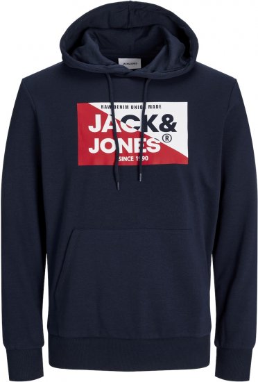 Jack & Jones JJNOLAN Hoodie Navy Blazer - φούτερ/Φούτερ με κουκούλα - φούτερ/Φούτερ με κουκούλα ανδρικά μεγάλα μεγέθη 