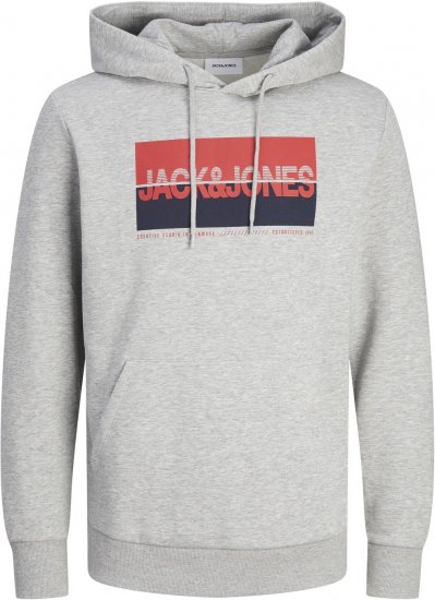 Jack & Jones JJNOLAN Hoodie Light Grey - φούτερ/Φούτερ με κουκούλα - φούτερ/Φούτερ με κουκούλα ανδρικά μεγάλα μεγέθη 