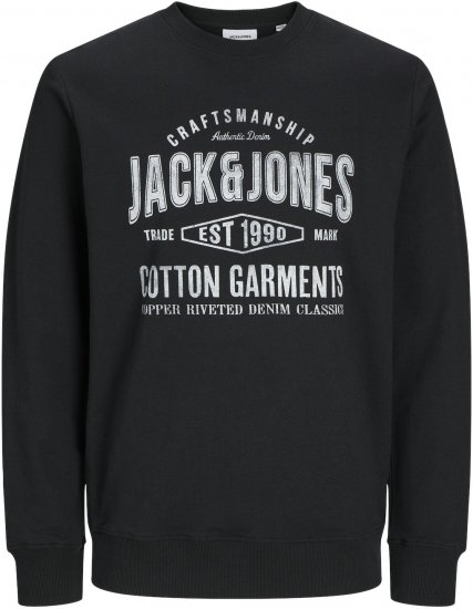 Jack & Jones JJJEANS Sweatshirt Black - φούτερ/Φούτερ με κουκούλα - φούτερ/Φούτερ με κουκούλα ανδρικά μεγάλα μεγέθη 