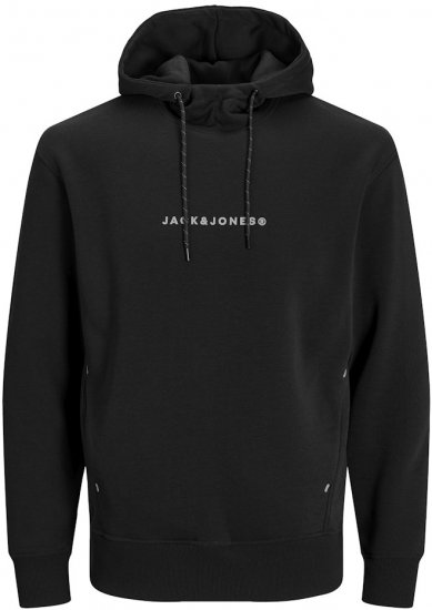 Jack & Jones TREE Hoodie Black - φούτερ/Φούτερ με κουκούλα - φούτερ/Φούτερ με κουκούλα ανδρικά μεγάλα μεγέθη 