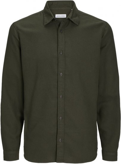Jack & Jones JOSHUA LS Flannel Shirt Solid Green - Πουκάμισα - Aνδρικά πουκαμισα μεγαλα μεγάλα μεγέθη