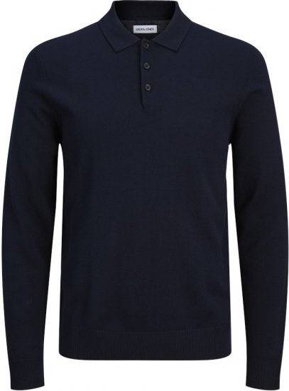 Jack & Jones FRED Long Sleeve Polo Navy Blazer - Πόλο μπλουζάκια - Aνδρικά μπλουζακια πολο μεγάλα μεγέθη