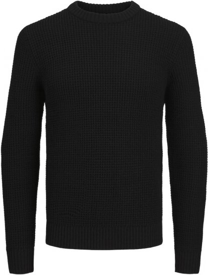 Jack & Jones LIAM Knitted Sweater Black - φούτερ/Φούτερ με κουκούλα - φούτερ/Φούτερ με κουκούλα ανδρικά μεγάλα μεγέθη 