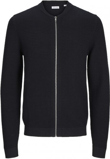 Jack & Jones OTTO Knitted Sweater with Zipper Black - φούτερ/Φούτερ με κουκούλα - φούτερ/Φούτερ με κουκούλα ανδρικά μεγάλα μεγέθη 