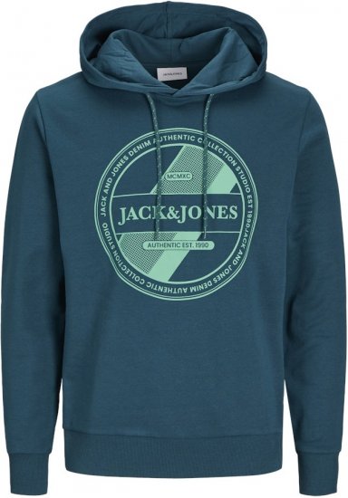 Jack & Jones RIO Hoodie Deep Teal - φούτερ/Φούτερ με κουκούλα - φούτερ/Φούτερ με κουκούλα ανδρικά μεγάλα μεγέθη 