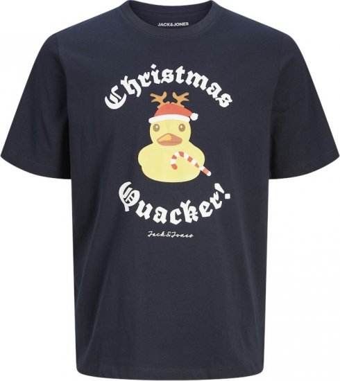 Jack & Jones XMAS Funny Christmas Quacker T-Shirt Navy - Μακό μπλουζάκια - Aνδρικά μπλουζεσ μεγάλα μεγέθη