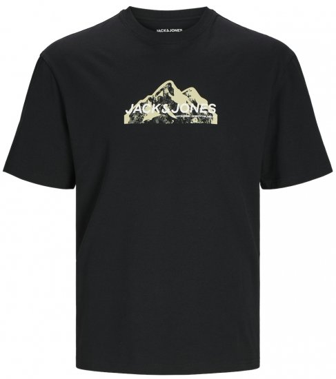Jack & Jones JCOMOUNTAIN LOGO T-Shirt Black - Μακό μπλουζάκια - Aνδρικά μπλουζεσ μεγάλα μεγέθη