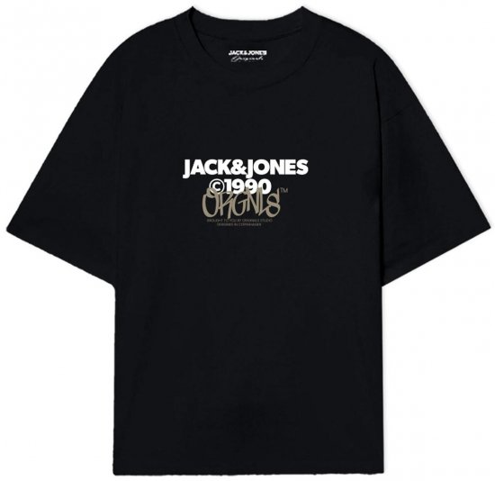 Jack & Jones JORBUSHWICK T-Shirt Black - Μακό μπλουζάκια - Aνδρικά μπλουζεσ μεγάλα μεγέθη