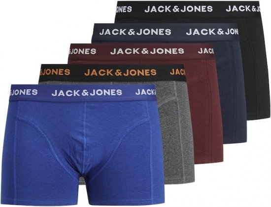 Jack & Jones EVERYDAY Trunks 5 Pack Black - Εσώρουχα/Μαγιό - Aνδρικά Εσώρουχα μεγάλα μεγέθη