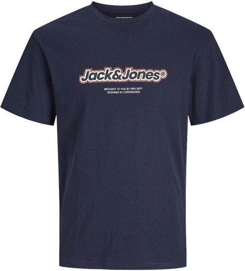 Jack & Jones ESTERBRO Newton T-Shirt Blue - Μακό μπλουζάκια - Aνδρικά μπλουζεσ μεγάλα μεγέθη